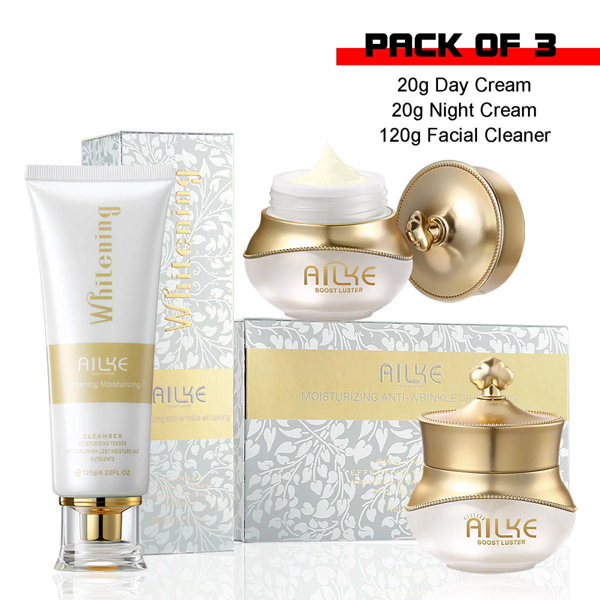 Whitening Anti-Wrinkle Face Cream Set with Collagen & Hyaluronic Acid
