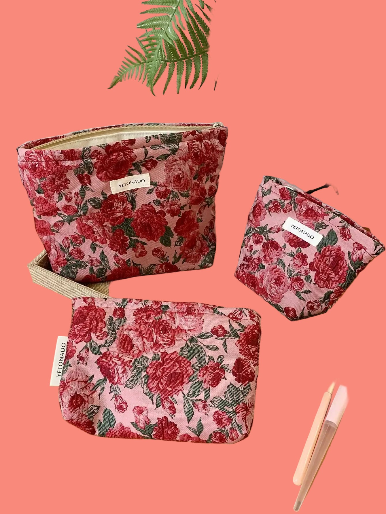 Vintage Rose Makeup Bag