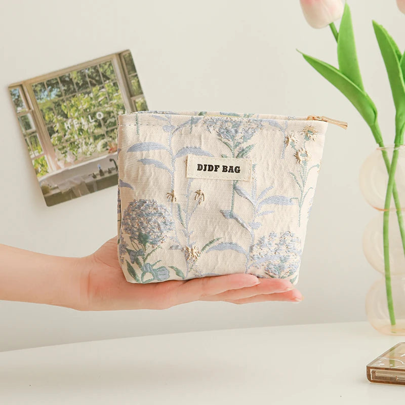 Makeup Bag, Blue Bouquet