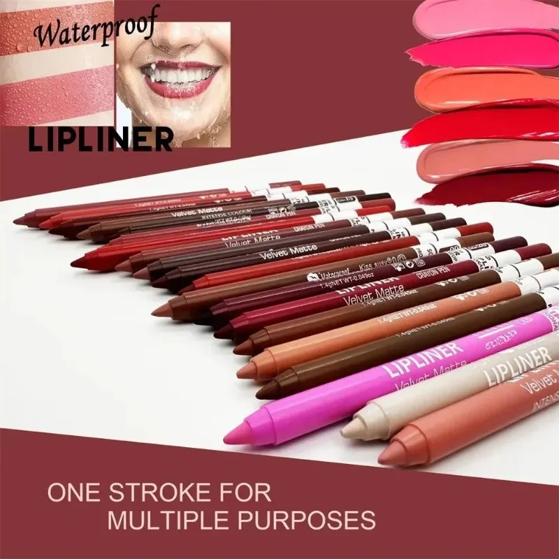 Waterproof Matte Lip Liner Pencil – 20 Shades