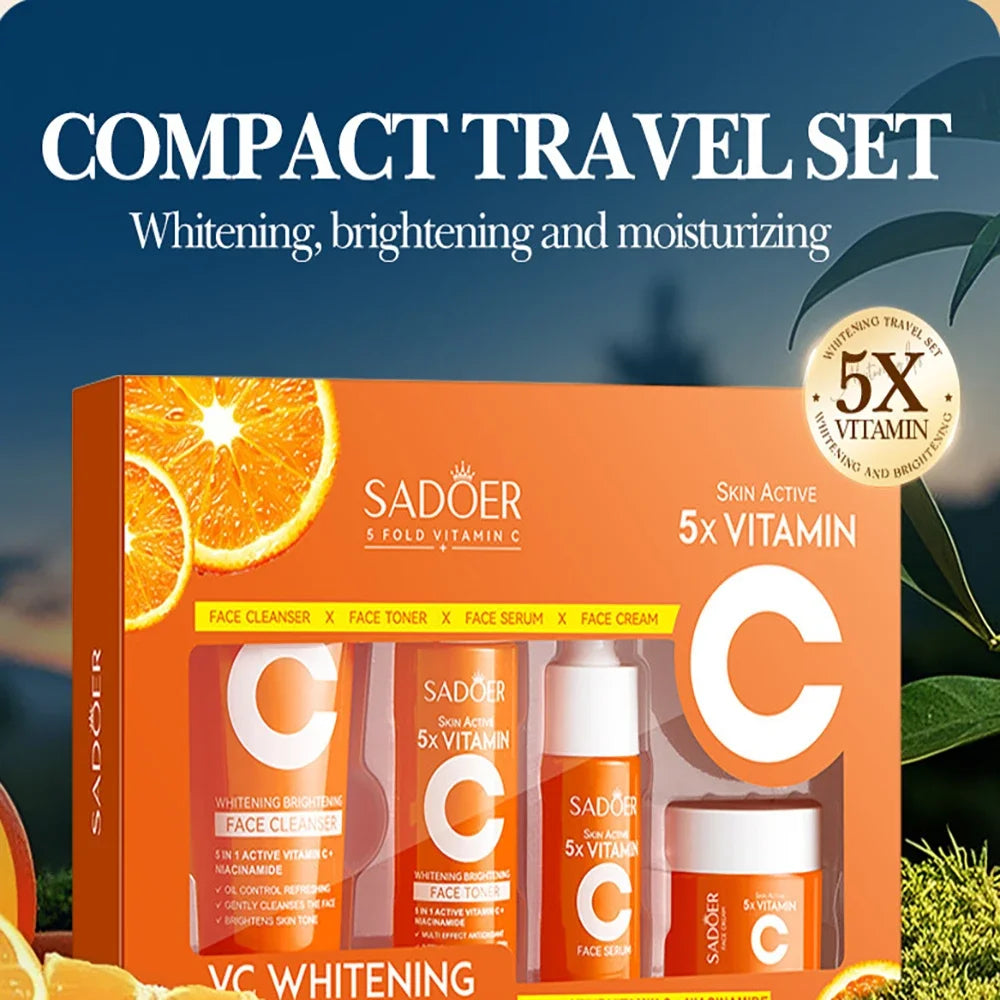 Vitamin C Skincare Set — Cleanser, Toner, Serum & Cream, 5 Pcs
