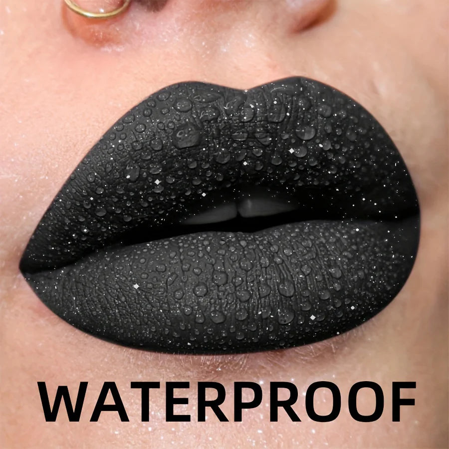 Waterproof Black Glitter Lipstick