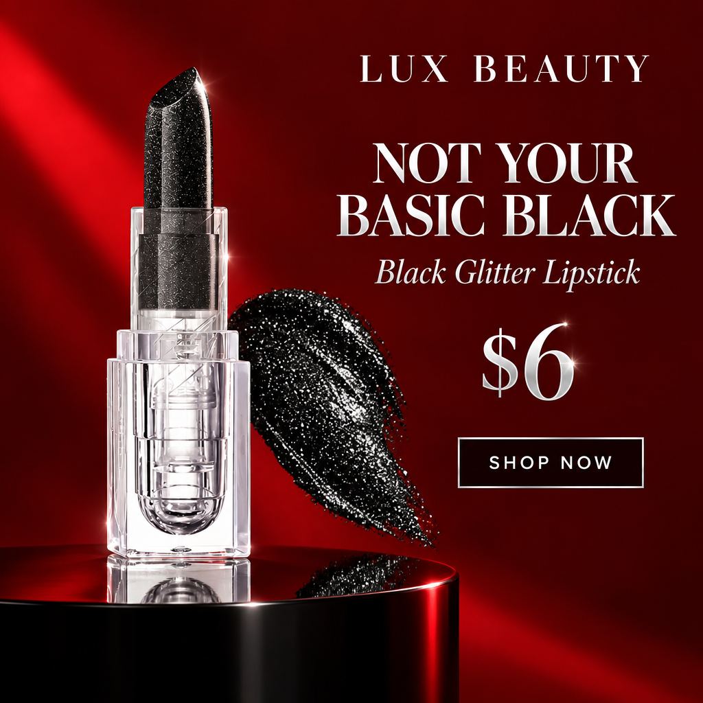 Crimson and black Facebook lipstick ad