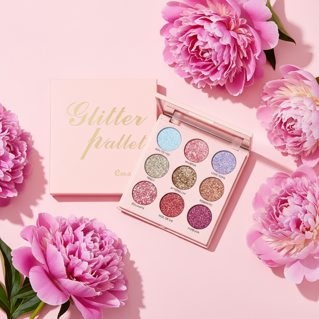 Glitter Palette with Pink Peonies