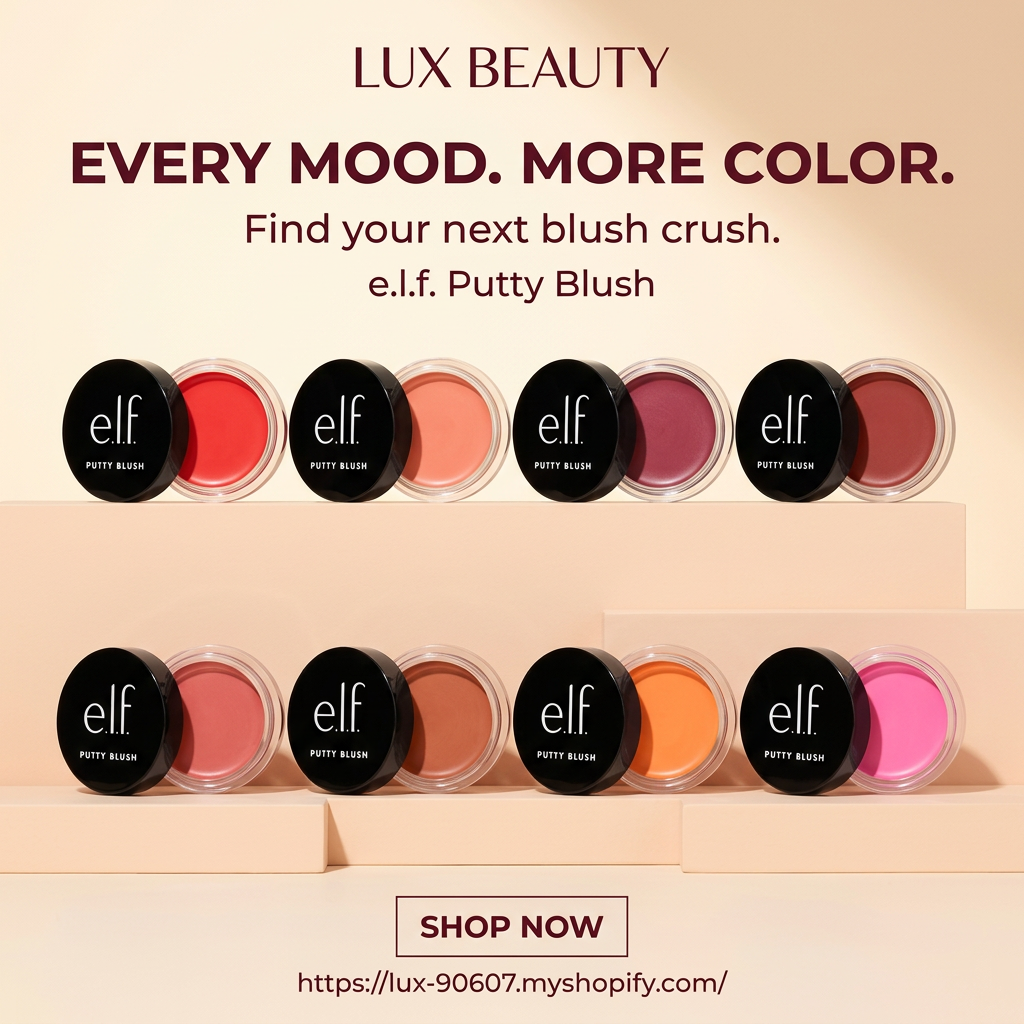 LUX Beauty Facebook ad featuring the Putty Blush color assortment