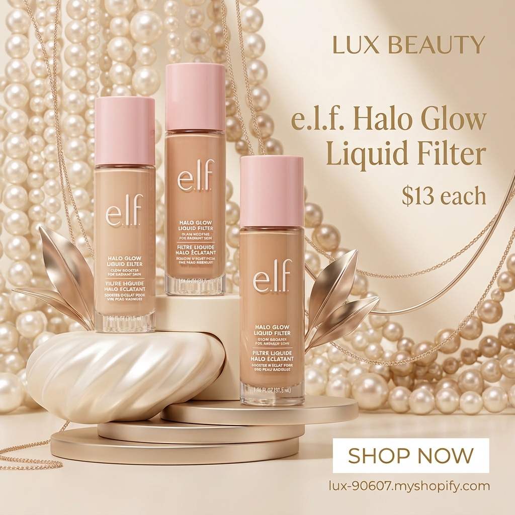 LUX Beauty pearl and champagne ad with cream podiums