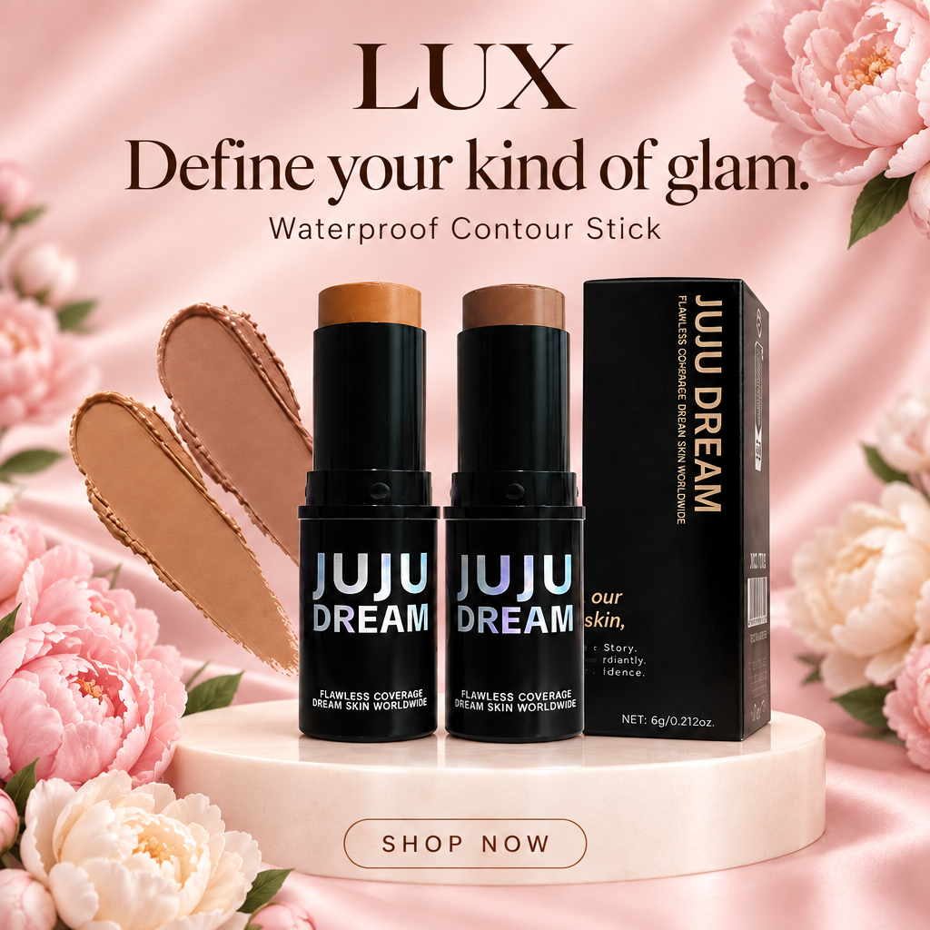 LUX contour stick Facebook ad with pink peonies