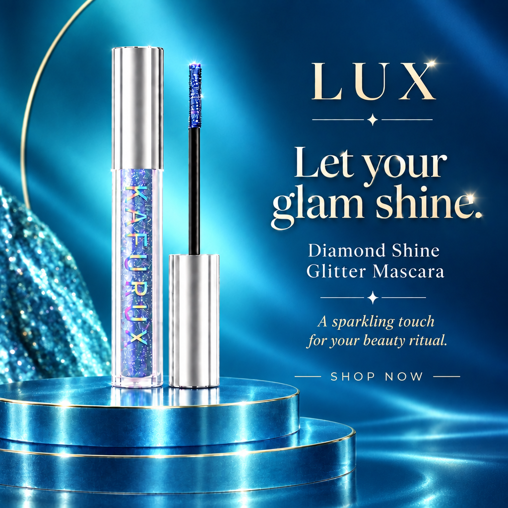 LUX mascara ad with teal sapphire background