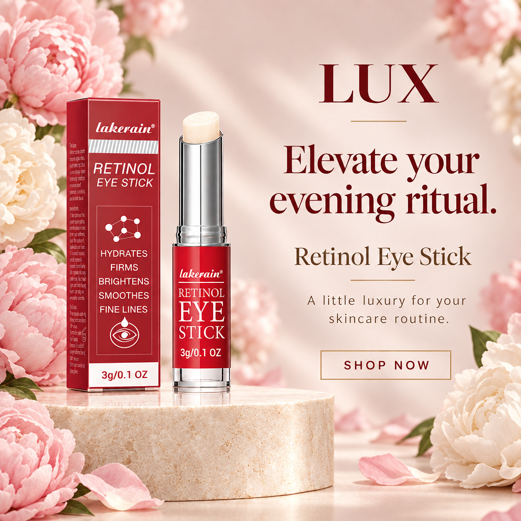 LUX Retinol Eye Stick ad with blush pink peonies