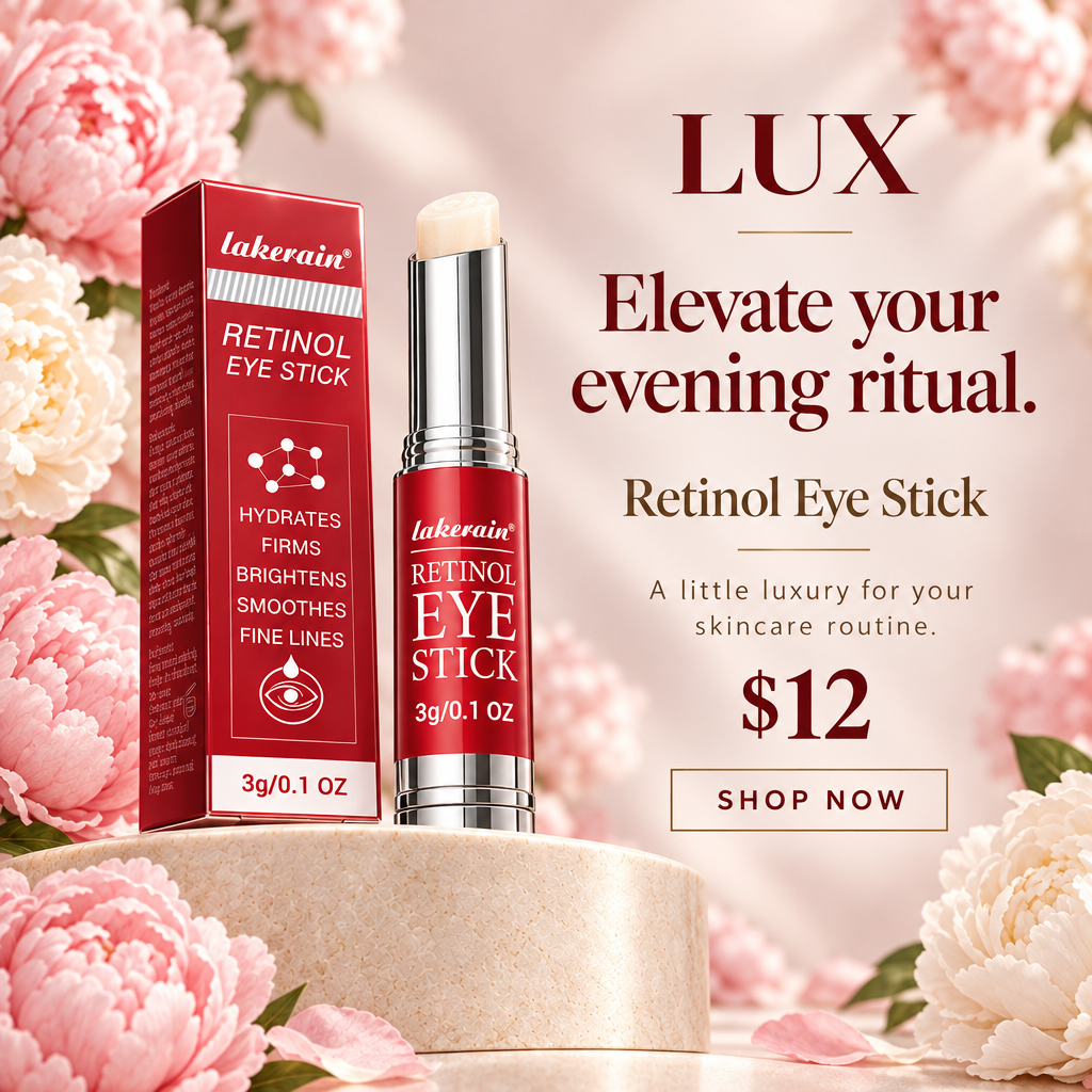 LUX Retinol Eye Stick peony ad with three-quarter angle and $12 price