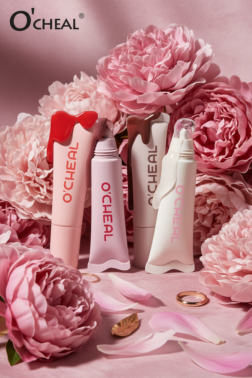 Tinted Lip Gloss with Peonies
